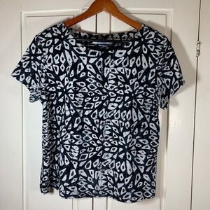 Su Placer Global Festival Womens Large Cotton Batik Print Casual Artisan Top